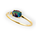 * GALACTIC DIAMOND LATTICE 14KT YELLOW GOLD GEM QUALITY OPAL RING