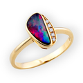 * LIMITED EDITION  BOULDER OPAL 14KT YELLOW GOLD & DIAMOND OPAL RING