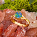* COSMIC OUTBACK BLUE GREEN BOULDER OPAL 18KT GOLD PLATED OPAL RING