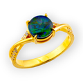 * COSMIC OUTBACK BLUE GREEN BOULDER OPAL 18KT GOLD PLATED OPAL RING