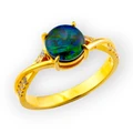 * COSMIC OUTBACK BLUE GREEN BOULDER OPAL 18KT GOLD PLATED OPAL RING