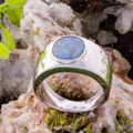 * COSMIC OUTBACK MEN'S STERLING SILVER  OPAL STATEMENT RING
