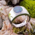 * COSMIC OUTBACK MEN'S STERLING SILVER  OPAL STATEMENT RING