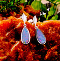 RADIANT DROP STERLING SILVER TEARDROP OPAL  EARRINGS