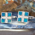 LOVE PAIR STERLING SILVER OPAL CUFFLINKS