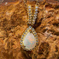 RADIANCE RICH 18kt GOLD PLATED SOLID AUSTRALIAN WHITE OPAL NECKLACE