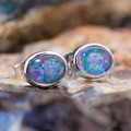 Black Opal Stud Earrings