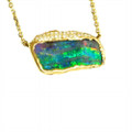 LIA'S MAGESTY 18KT  GOLD & DIAMOND NATURAL AUSTRALIAN  BOULDER OPAL NECKLACE