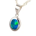 * 1 LUE MOUNTAIN 14KT WHITE GOLD AUSTRALIAN OPAL NECKLACE