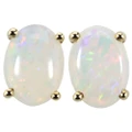 *1 A BRILLIANT FIRE 18KT GOLD PLATED AUSTRALIAN WHITE OPAL STUD EARRINGS