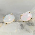 *1 A BRILLIANT FIRE 18KT GOLD PLATED AUSTRALIAN WHITE OPAL STUD EARRINGS
