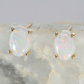 *1 A BRILLIANT FIRE 18KT GOLD PLATED AUSTRALIAN WHITE OPAL STUD EARRINGS