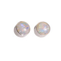 CAROLINE WORLD POWDER FLASH STERLING SILVER NATURAL AUSTRALIAN WHITE OPAL STUD EARRINGS