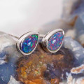MAGIC MOUNTAIN STERLING SILVER AUSTRALIAN OPAL STUD EARRINGS