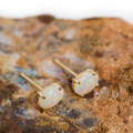 ELECTRIC RAINBOW 14KT GOLD NATURAL AUSTRALIAN WHITE OPAL STUD EARRINGS ELECTRIC RAINBOW 14KT GOLD NATURAL AUSTRALIAN WHITE OPAL STUD EARRINGS