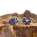 BRIGHTEST STAR 18KT GOLD PLATED AUSTRALIAN BLACK OPAL STUD EARRINGS
