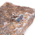 *A 1 SUMMER VIBRATION STERLING SILVER AUSTRALIAN BLACK OPAL STUD EARRINGS