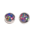 *A 1 SUMMER VIBRATION STERLING SILVER AUSTRALIAN BLACK OPAL STUD EARRINGS