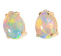 BRIGHT POWDER SURPRISE 14KT GOLD NATURAL AUSTRALIAN WHITE OPAL STUD EARRINGS