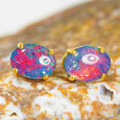 RED ROYAL ESCAPE 14KT GOLD AUSTRALIAN  OPAL STUD EARRINGS