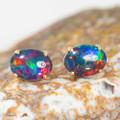 *  PRECIOUS OPAL GEM 14KT GOLD AUSTRALIAN  OPAL STUD EARRINGS *  PRECIOUS OPAL GEM 14KT GOLD AUSTRALIAN  OPAL STUD EARRINGS