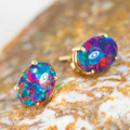 * 1 ROMAN HOLIDAY ESCAPE 14KT GOLD AUSTRALIAN  OPAL STUD EARRINGS * 1 ROMAN HOLIDAY ESCAPE 14KT GOLD AUSTRALIAN  OPAL STUD EARRINGS
