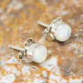 BRIGHT MELODY STERLING SILVER NATURAL AUSTRALIAN WHITE OPAL STUD EARRINGS