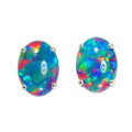 ELECTRIC EXPRESS STERLING SILVER AUSTRALIAN  OPAL STUD EARRINGS