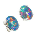 ELECTRIC EXPRESS STERLING SILVER AUSTRALIAN  OPAL STUD EARRINGS