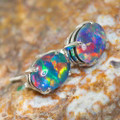 ELECTRIC EXPRESS STERLING SILVER AUSTRALIAN  OPAL STUD EARRINGS