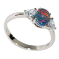RED REFLECTOR STERLING SILVER AUSTRALIAN OPAL RING