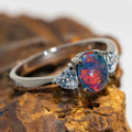 RED REFLECTOR STERLING SILVER AUSTRALIAN OPAL RING