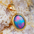 SHINE RED 14KT YELLOW GOLD AUSTRALIAN OPAL NECKLACE