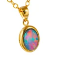 * SHINE RED 14KT YELLOW GOLD AUSTRALIAN OPAL NECKLACE