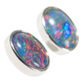 RED ROCKET STERLING SILVER AUSTRALIAN BLACK OPAL STUD EARRINGS