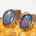 *1 RED ROCKET STERLING SILVER AUSTRALIAN BLACK OPAL STUD EARRINGS