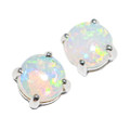 RAINBOW SNOWFALL 14KT WHITE GOLD AUSTRALIAN WHITE OPAL STUD EARRINGS