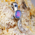 * SMOOTH GROOVE STERLING SILVER AUSTRALIAN OPAL NECKLACE