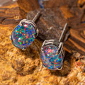 RAINBOW STERLING SILVER AUSTRALIAN OPAL STUD EARRINGS RAINBOW STERLING SILVER AUSTRALIAN OPAL STUD EARRINGS