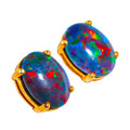 *1 MIAMI OCEAN 14KT YELLOW GOLD AUSTRALIAN OPAL STUD EARRINGS