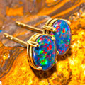 *1 AN OPAL MINE 14KT YELLOW GOLD AUSTRALIAN OPAL STUD EARRINGS