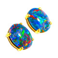 *1 BRIGHT SUNSET 14KT YELLOW GOLD AUSTRALIAN OPAL STUD EARRINGS