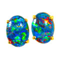 *1 BRIGHT SUNSET 14KT YELLOW GOLD AUSTRALIAN OPAL STUD EARRINGS
