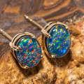 PRECIOUS BLAST 14KT YELLOW GOLD AUSTRALIAN OPAL STUD EARRINGS