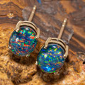 PRECIOUS BLAST 14KT YELLOW GOLD AUSTRALIAN OPAL STUD EARRINGS