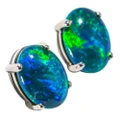 * AN INTERGALACTIC SPACE FLASH WHITE GOLD AUSTRALIAN  OPAL STUD EARRINGS