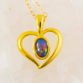 BEAUTY & GRACE 18KT YELLOW GOLD PLATED AUSTRALIAN OPAL NECKLACE