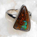 * NATURES FOREST STERLING SILVER NATURAL SOLID AUSTRALIAN BOULDER OPAL RING