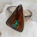 * NATURES FOREST STERLING SILVER NATURAL SOLID AUSTRALIAN BOULDER OPAL RING