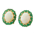 * DEEP ROOTS 14KT GOLD DIAMOND & EMERALD AUSTRALIAN OPAL EARRINGS